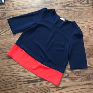 Boutique color block shirt - navy and pink
